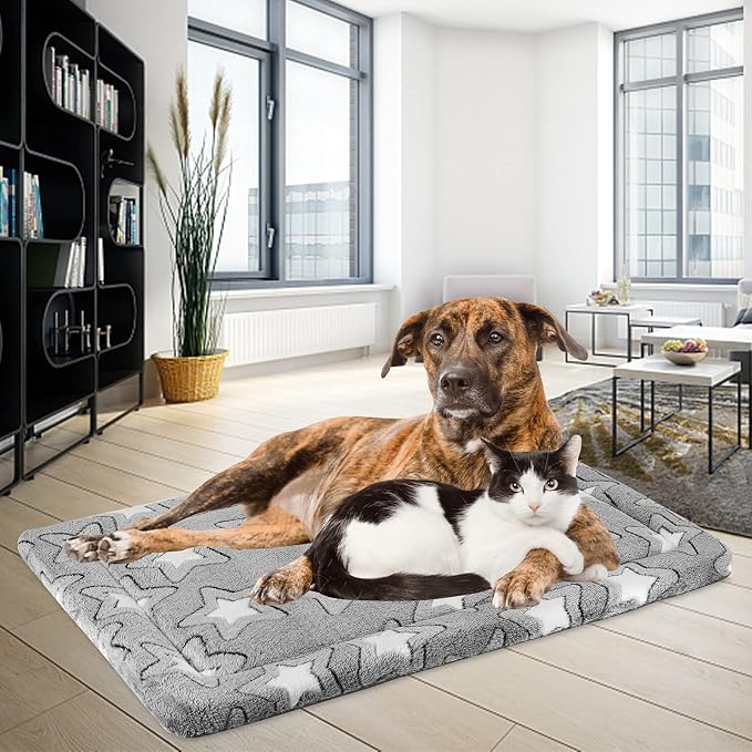 EMPSIGN Dog Crate Pad for 54"x37" Dog Crate, Star Pattern/Grey | Reversible Kennel Mat (Cool & Warm), Machine Washable, Cozy Star Pattern Sleeping Pad, All-Season Pet Bed - Image 4