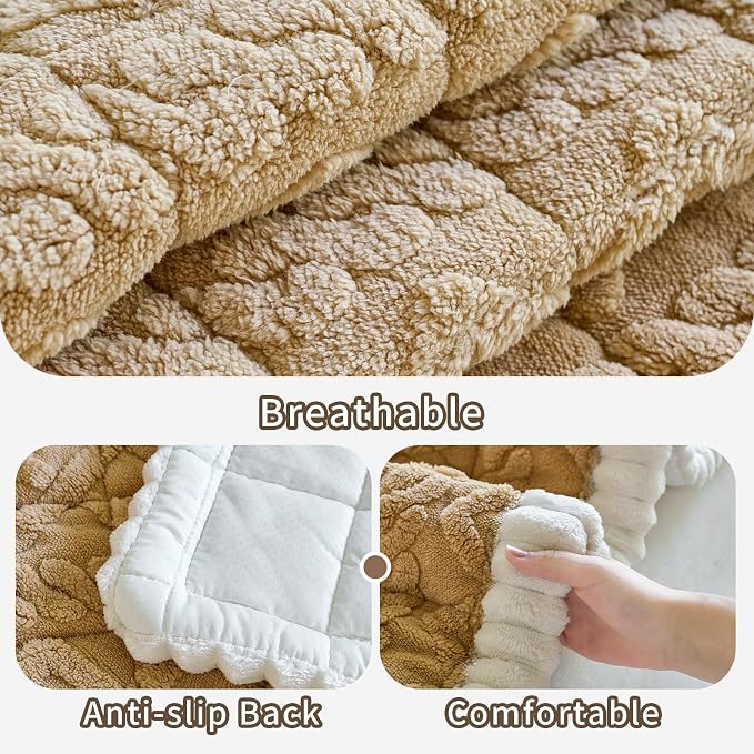 Fuzzy Couch Covers for Dogs, Non Slip Thick Dog Couch Cover Protector, Plush Pet Couch Covers for Sofa Washable, Soft Sofa Cushion Slipcovers Pet Friendly(1PC, Light Brown, 27.6”x70.9”) - Image 5