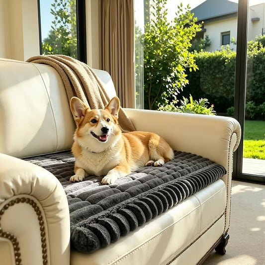 SUBRTEX Couch Cover for Dogs, Non-Slip Sofa Mat Washable, Thick Sofa Slipcover Cushion Protector Pet-Friendly (Gray, 27.6"x27.6") by Subrtex