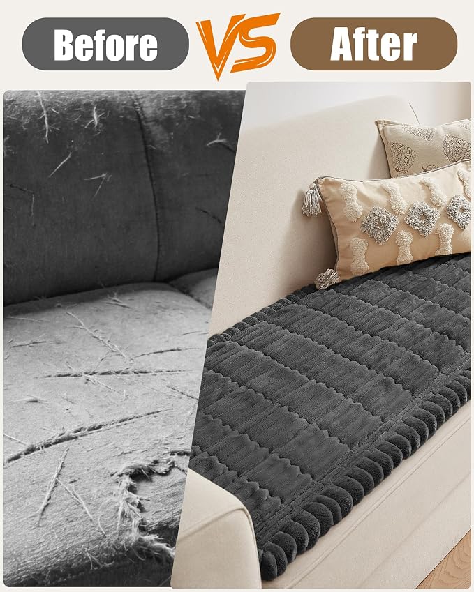 Couch Cover for Dogs Cats, Non Slip Washable Pet Sofa Protector, Plush | Polyester plush, non-slip silicone, machine washable, sofa sectional loveseat recliner, fur scratches muddy paws protection - Image 5