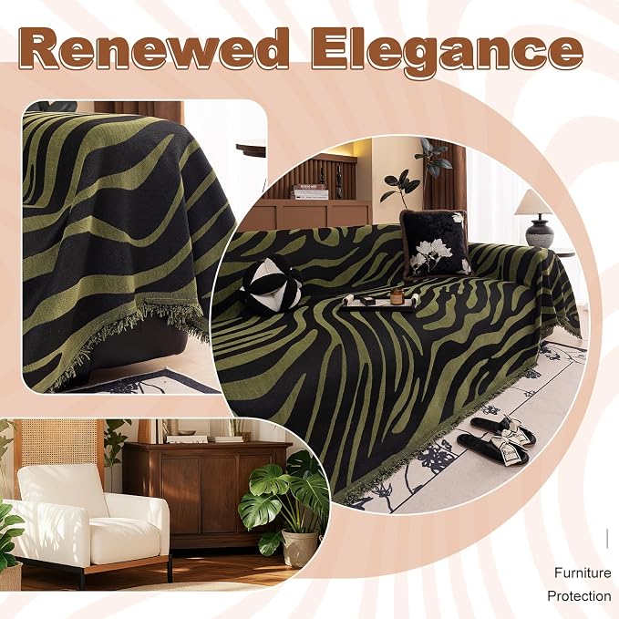 ROOMLIFE Leopard Couch Cover Boho Sofa Covers for 3 Cushion Couch Washable | Furniture Protector Sofa Couch Cover for Dogs, Soft Breathable Sofa Slipcover, Couch Throw Blankets with Tassels 71''X118'' - Image 6