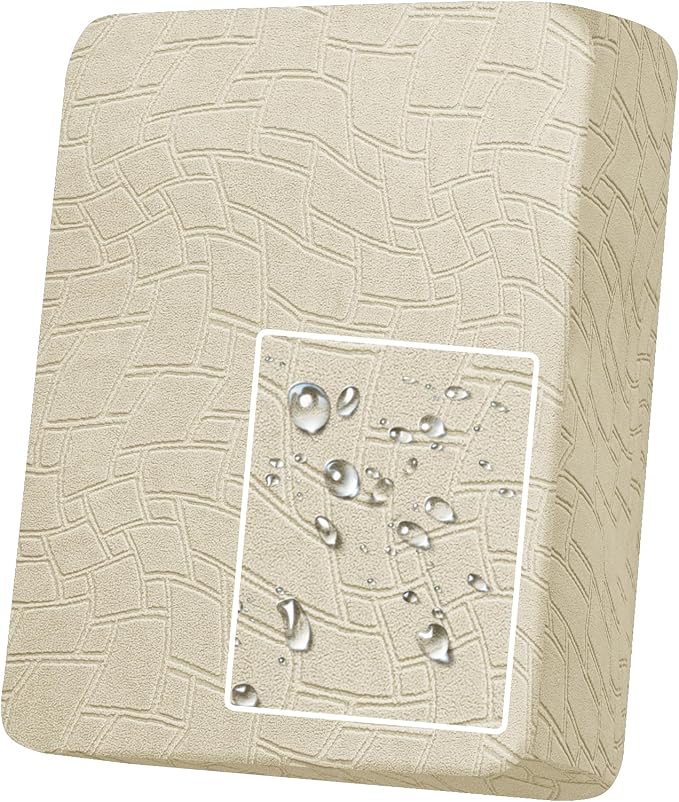 MAXIJIN Waterproof Couch Cushion Covers Individual Chair Seat Cushion Cover Stretch Sectional Sofa Slipcovers with Elastic Bottom for Dogs Pets (1 Piece for Seat or Backrest, Beige) by MAXIJIN