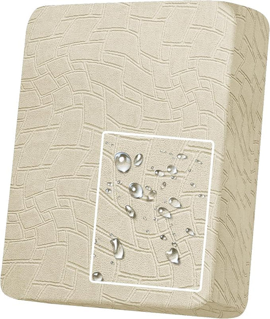 MAXIJIN Waterproof Couch Cushion Covers Individual Chair Seat Cushion Cover Stretch Sectional Sofa Slipcovers with Elastic Bottom for Dogs Pets (1 Piece for Seat or Backrest, Beige) by MAXIJIN
