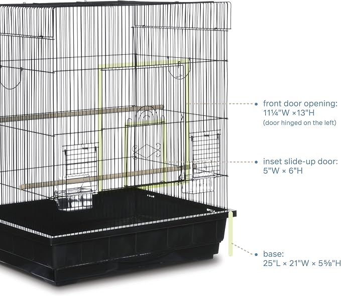 Prevue Pet Products Square Top Parakeet Cage, Black 25.0" L x 21.0" W x 29.5" H - Image 5