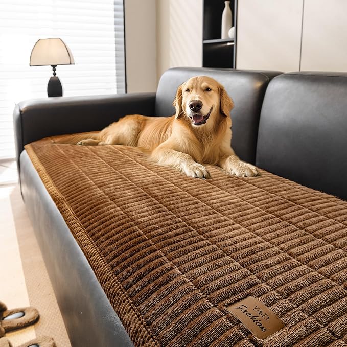 Couch Covers for Dogs, Velvet Dog Couch Cover, Pet Couchs Covers for 3-Seater, Couchs Protector for Dogs, Sofa Cover for Pets Washable(1PC, Dark Brown, 27.6"×82.7", 3-Seater) by PJLZJFBY