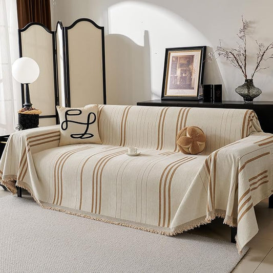 Boho Couch Covers for Sofa Washable Sofa Covers for 3 Cushion Couch Soft Non Slip Couch Covers for Sectional Sofa Dog Pet Furniture Protector (Shallow Coffee, 71"*118") by Unknown