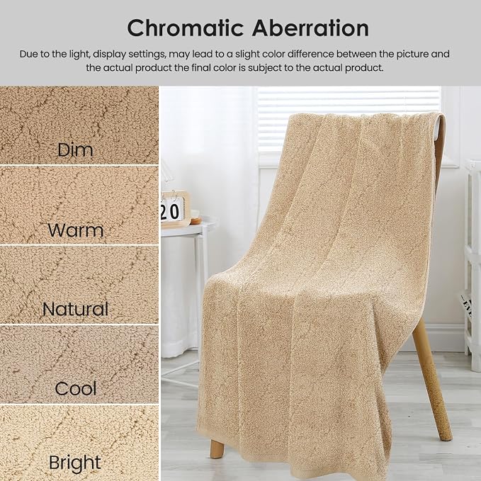 JML Bath Towels, Pack of 4, 30"x60", Large, Camel | Hanging Loop, Super Soft, Absorbent, Lint Free, Fade Resistant, Lightweight, Quick Dry, Use for SPA , Sauna, Salon Hair Wrap - Image 8