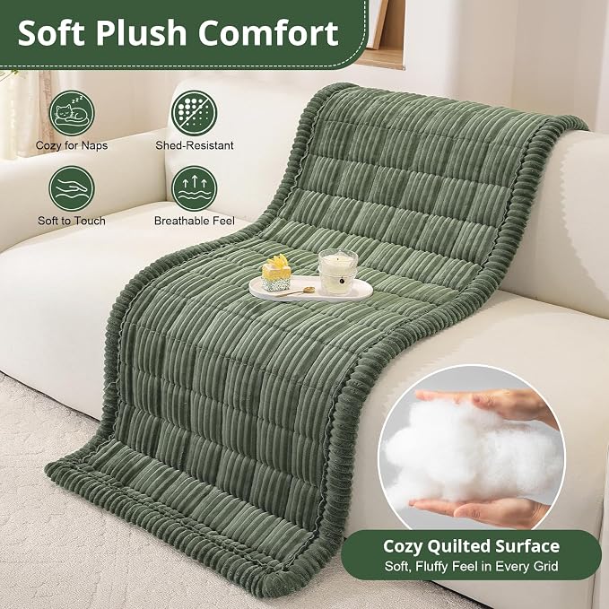 OstepDecor Couch Cover for Dogs, Washable Non Slip Sofa Cover for Pets, Soft Couch Covers for Sofa, Loveseat and Sectional, Furniture Protector Against Pet Hair & Scratches (27.6" x 82.7", Moss Green) - Image 6