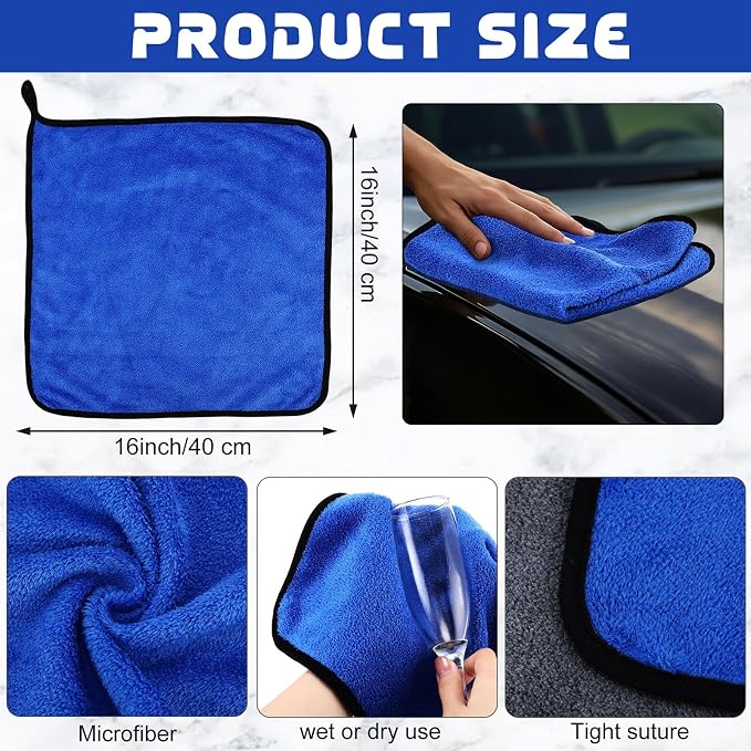 Tallew 50 Pcs Microfiber Towels:16"x16" Microfiber Drying Towels Bulk Micro Fiber Car Cleaning Cloth for Cars Drying Washing Polishing Office Windows Cleaning Household Supplies (Blue,Gray) - Image 3