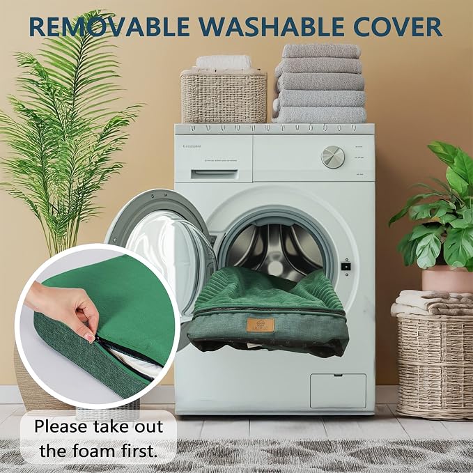 LIROCE Washable Dog Bed Cover Replacement, XXL Wrap-Around Zipper Cover for Orthopedic Memory Faom Dog Bed (48x30x6 inches), Green - Image 4