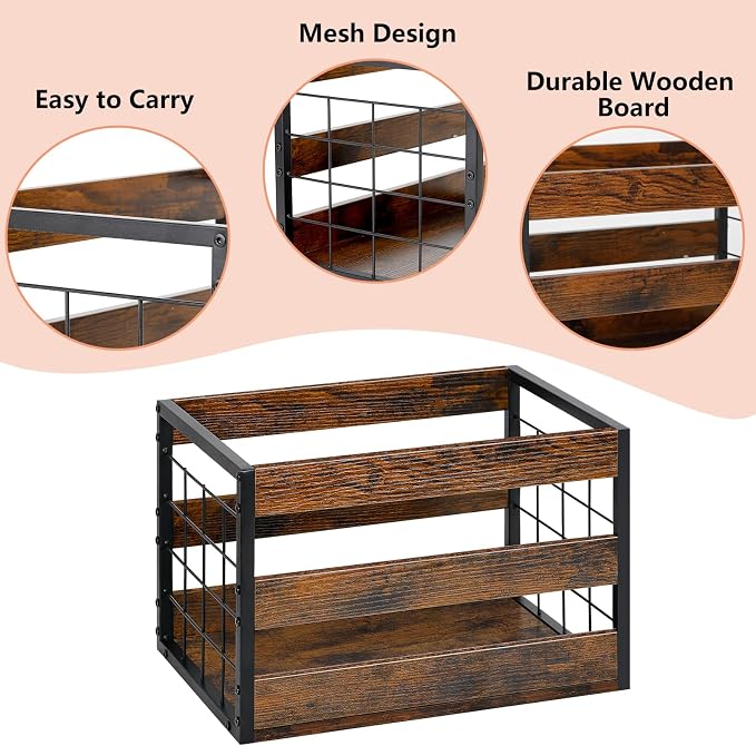 CADUKE Large Dog Toy Box Set of 2 | Dog Toy Storage, with Handles, Large, Durable, MDF Board Perfect for Organizing Chew Toys, Puppy Leash, Accessories - Image 6