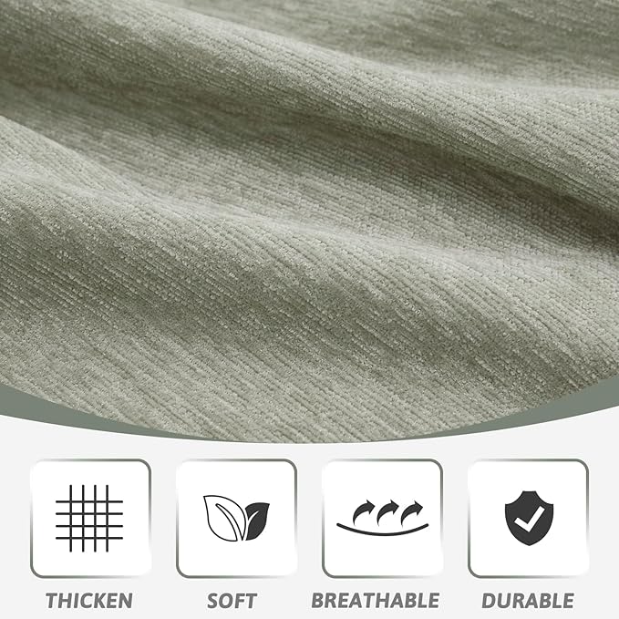 MEETSKY Sectional Couch Covers Sofa Slipcover Couch Protector Covers Universal Fit for Couch 2 Seat Thick Washable Modern Decor for Living Room, 91" x 118", Sage Green - Image 3