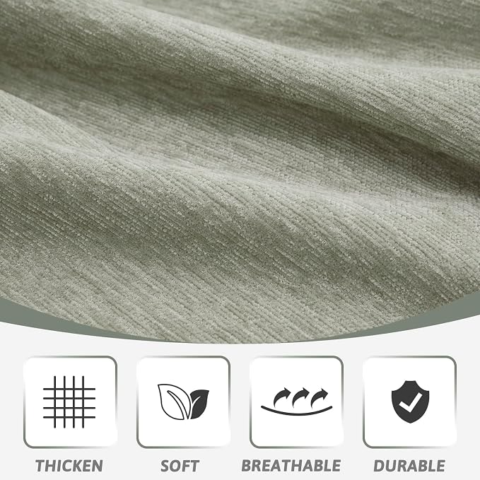 MEETSKY Sectional Couch Covers for Dog Chenille Sofa Cover, Washable Couch Cover for 3 Cushion Couch Sofa Pet Couch Furniture Protector, Sage Green Sofa Slipcover with Tassel - Image 6