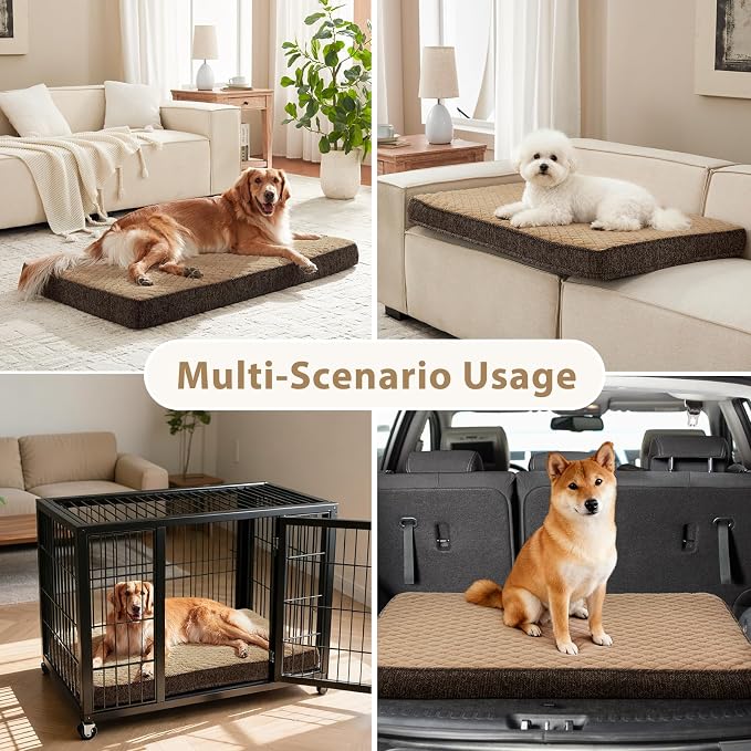 JOEJOY Orthopedic Dog Bed for Extra Large Dogs, Washable Dog Crate Bed Large Sized with Removable Cover, Egg Memory Foam Big Pet Beds, Brown, 47"x29" - Image 6