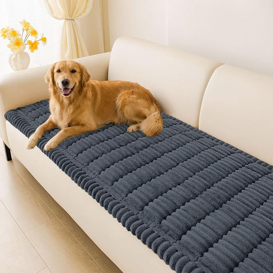 hyha Couch Cover for Dogs, Washable Non Slip Plush Flannel Sofa Protector | Thick Flannel, Silicone Anti-Slip Backing, Pet Hair & Scratch Protection, Fits Sofa & Loveseat (27.6" x 82.7") by hyha