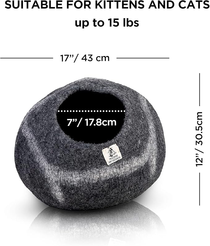 Woolygon Premium Felt Cat Cave Bed – Wool Kitty Beds Handcrafted Kitten Caves Bed for Indoor Cats - Made from Merino Wool, Foldable Cat Hideaway Covered Cat House Pod (Hide & Seek) - Image 3