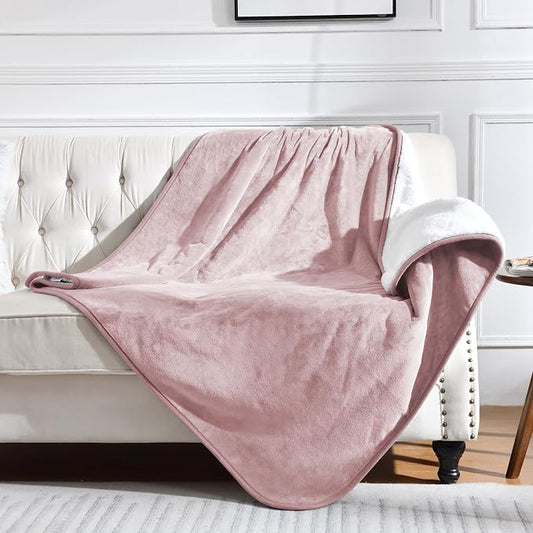 Waterproof Blanket for Bed Couch Sofa, Soft Liquid Pee Proof Pet Blanket for Dog Puppy Cat, Reversible Sherpa Fleece Furniture Protector (Dusty Pink, 60x80 inches) by Yaning
