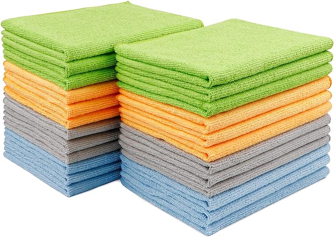 AIDEA Microfiber Cleaning Cloth 24 Pack, Microfiber Towels for Cars, Soft & Absorbent Cleaning Rags, Premium Lint Free Shop Towels for House, Kitchen, Car, 12inx16in by AIDEAHOME