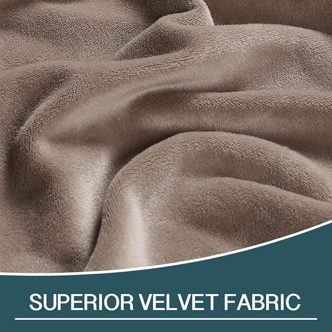 FantasDecor Chaise Lounge Slipcover Velvet Cover Luxury for Living Room Indoor Stretch Ultra Soft Machine Washable, Taupe - Image 3