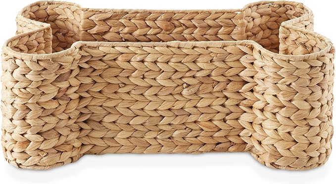 Casafield Dog Bone Shaped Storage Basket - Natural, Large Woven Water Hyacinth Pet Toy Organizer Bin - Image 4