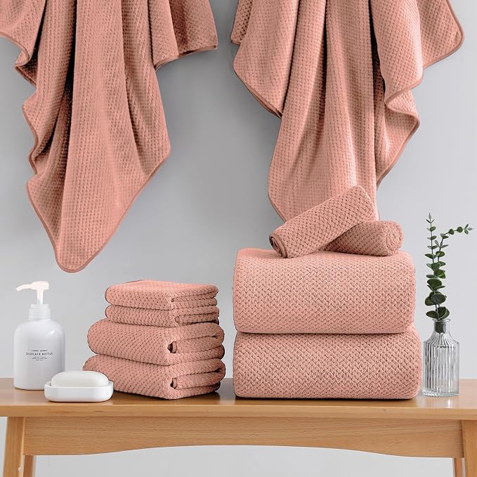 18 Piece Microfiber Bath Towels Set - 6 Bath Sheets,6 Hand Towels And 6 Washcloths,Soft Family Towels,Highly Absorbent Bathroom Towel,Quick Dry Shower Towel Luxury Towels For Hotel Spa Dorm-Orange - Image 3