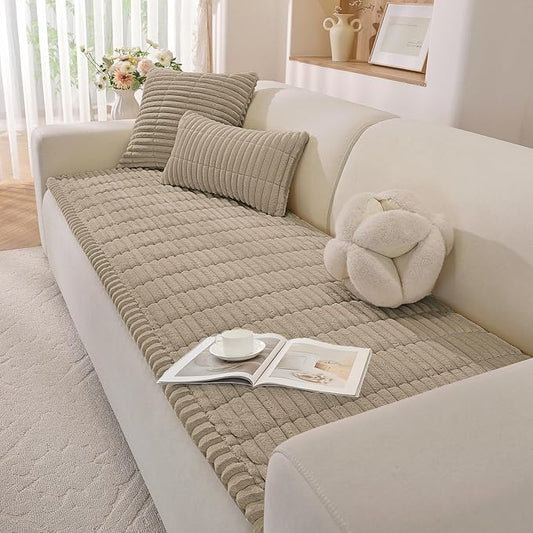 Fuzzy Pet Couch Covers for Dogs Washable, Thick Couch Covers for 2 Cushion Sofa Pet Friendly, Non Slip Plush Dog Couch Cover for for Sectional, Loveseat (Brown, 27.6" x 59") by CYCMACOHOME