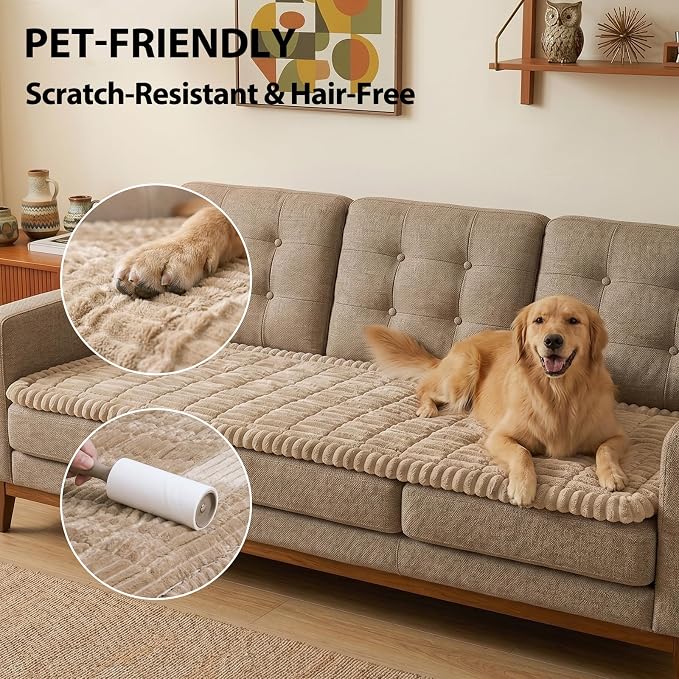 Fixwal Waterproof Flannel Dog Couch Cover, 27.6" x 59", Coffee | Integrated TPU Barrier, Non-Slip Backing, Machine Washable, Pet Friendly, Easy Clean Pet Hair, Soft Sofa Cushion Protector - Image 4
