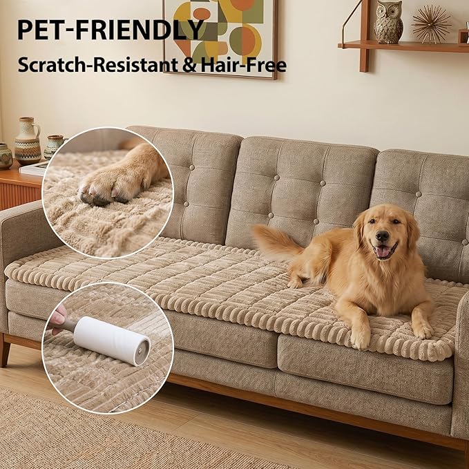 Fixwal Waterproof Flannel Dog Couch Cover, 27.6" x 88", Coffee | Integrated TPU Barrier, Non-Slip Backing, Machine Washable, Pet Friendly, Easy Clean Pet Hair, Soft Sofa Cushion Protector - Image 6