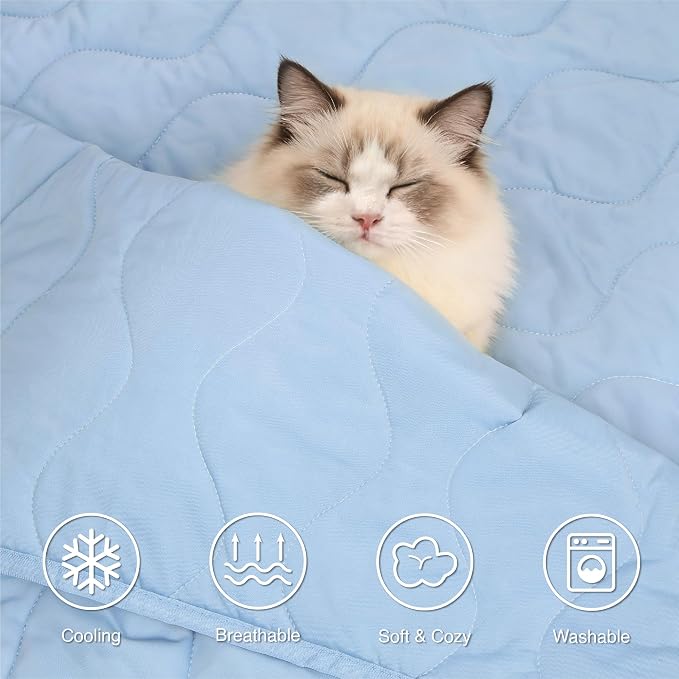 Cooling Blanket for Dogs - Q-MAX>0.4 Waterproof Pet Throw Blanket Bed Cover, Non-Slip Dog Blankets for Couch Protector, Washable Furniture Cover for Summer, Blue,30x40 - Image 5