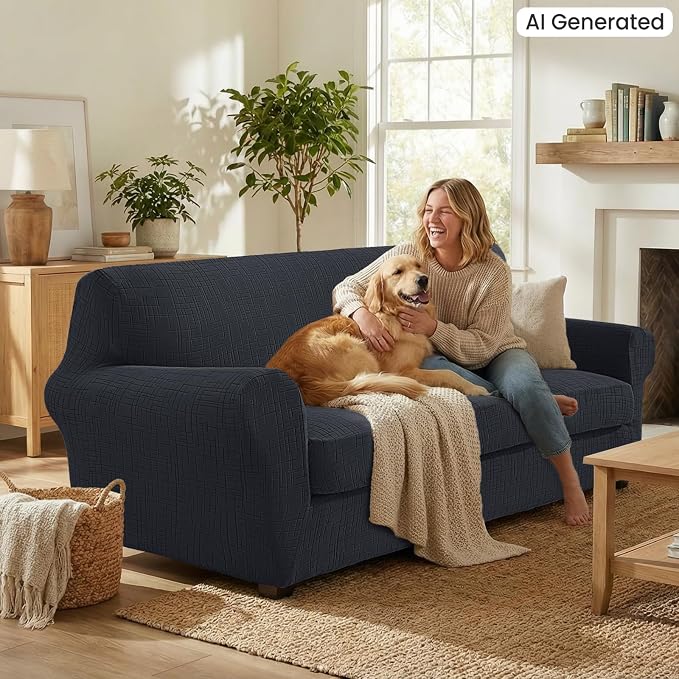 CYCMCAO 4 Piece Stretch Sofa Covers for 3 Cushion Couch, Non Slip Couch Covers for Sofa, Sofa Covers for Pets Washable, Couch Covers for Dogs,Kids (Charcoal Gray), 71"-91" (3 Cushion Sofa) - Image 3