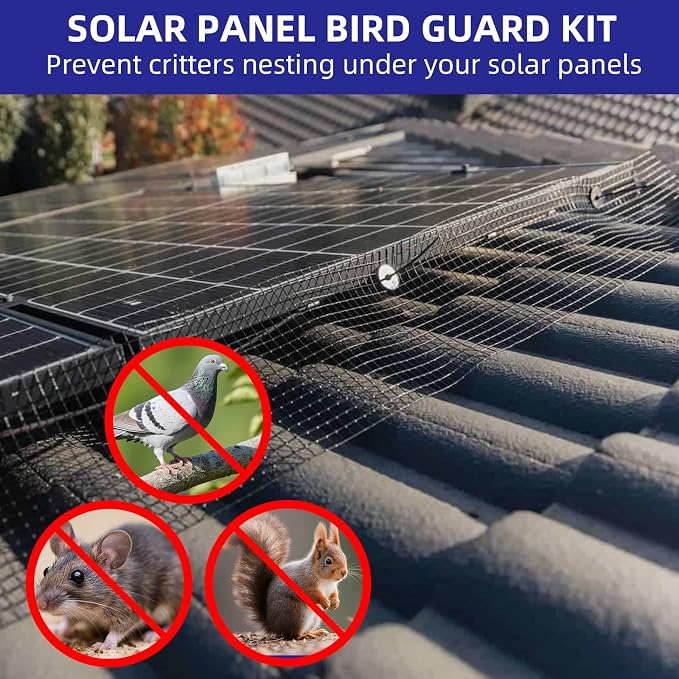 LANIAKEA Critter Guard 6in x 100ft Solar Panel Bird Guard 1/2" Fine Mesh Solar Panel Wire Critter for Squirrel, Bird, Critters Proofing with 60 PCS Stainless Steel Fasteners - Image 6