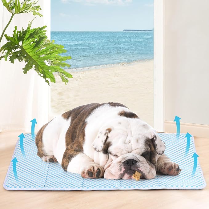 Dog Cooling Mat for Large Dogs – 30"x20" Orthopedic Memory Foam Pad for Summer, Hot Weather & Joint Relief | Washable, Non-Slip Crate Mat for Senior Dogs, Travel & Home (Blue) - Image 4