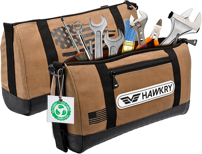 HAWKRY Heavy Duty Canvas Tool Bag – Waterproof Canvas Zipper Pouch, Garden Tool Bag, Construction Bags Heavy Duty, Small Zipper Pouch, Motorcycle Tool, Multipurpose Fishing Bag - Image 9