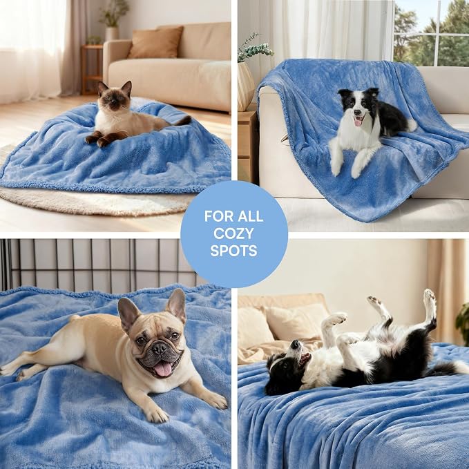 Luciphia Waterproof Pet Blanket, Liquid Pee Proof Dog Blanket for Sofa Bed Couch, Reversible Sherpa Fleece Furniture Protector Cover for Small Medium Large Dogs Cats, Navy Blue Small（40" x 28"） - Image 6