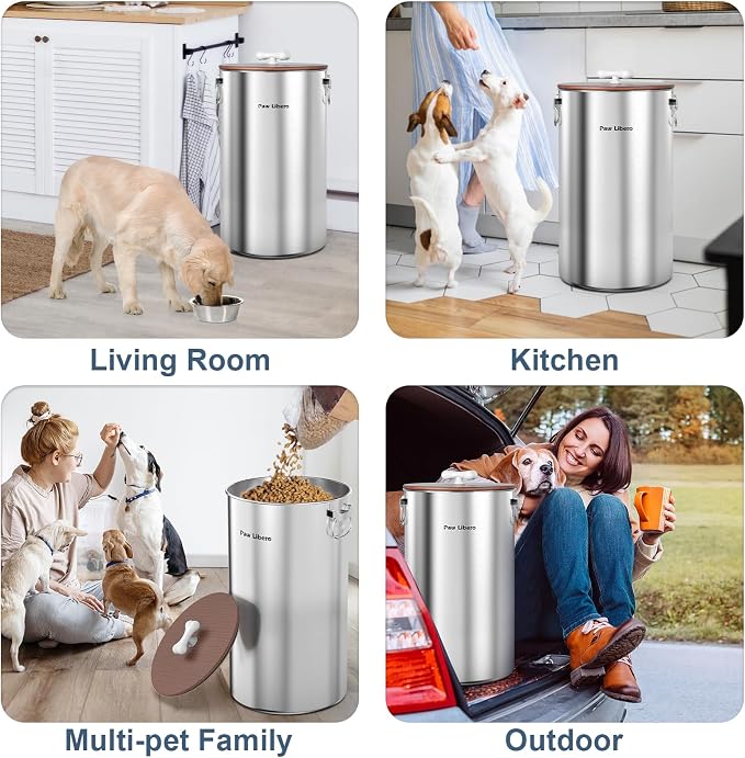 35 lb Stainless Steel Dog Food Storage Container with Airtight Lid for Pet | Metal Dog Food Storage Container for Dogs & Cats, Airtight Dog Food Container to Keep Food Fresh, Easy to Clean Dog Dood Bin - Image 5