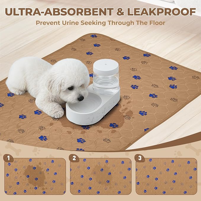 Fostanfly Washable Dog Pee Pads, 1 Pack 24''x96''(2x8ft) Runner Rug, Brown | Reusable Potty Training Pads for Dogs, Waterproof, for Playpen, Crates & Furniture - Image 3