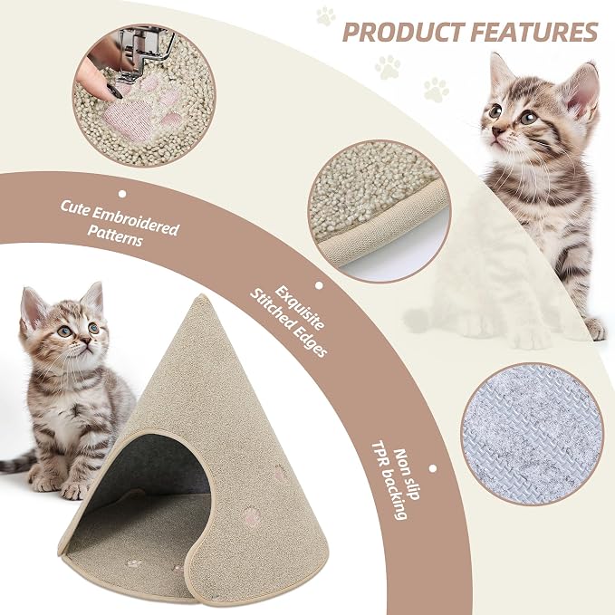 BEQHAUSE Cat Beds for Indoor Cats, Cat Cave Bed with Non-Slip Bottom, Beige | Anti-Scratch Cat House Cat Tent for Kittens and Small Dogs, Foldable Kitten Hideaway Machine Washable, 22.8 * 22.8 * 20.8in - Image 6