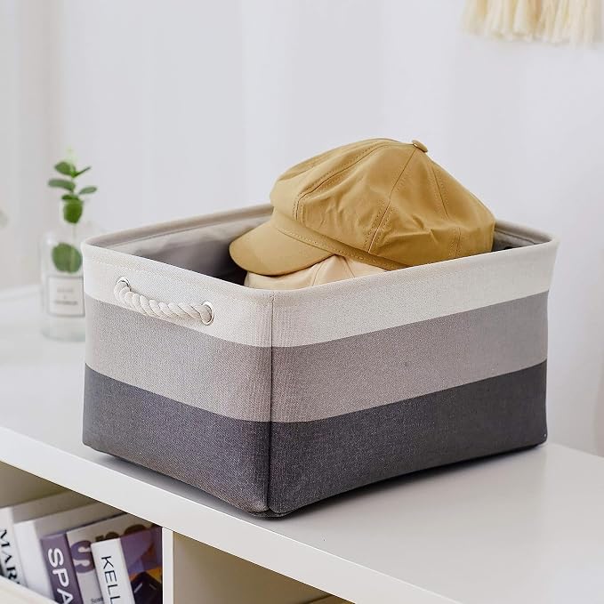 TcaFmac Storage Basket for Organizing - Large 4 Pack 16x12x8 inch Fabric Storage Bins for Shelves, Collapsible Storage Cubes for Closet Cloth Toy Gift Kids (Gradient Gray) - Image 5