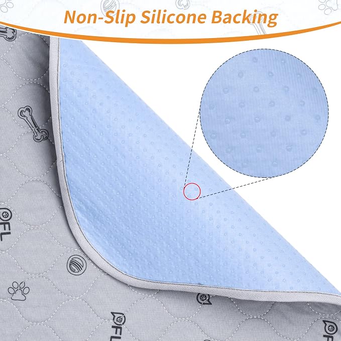 Washable Pee Pads for Dogs, 4Pack Reusable Puppy Training Pads 34x36, Absorbent Whelping Pads with Bone Print, Non-Slip Waterproof Pet Training Pads for Couch, Crate, Potty Training - Image 3