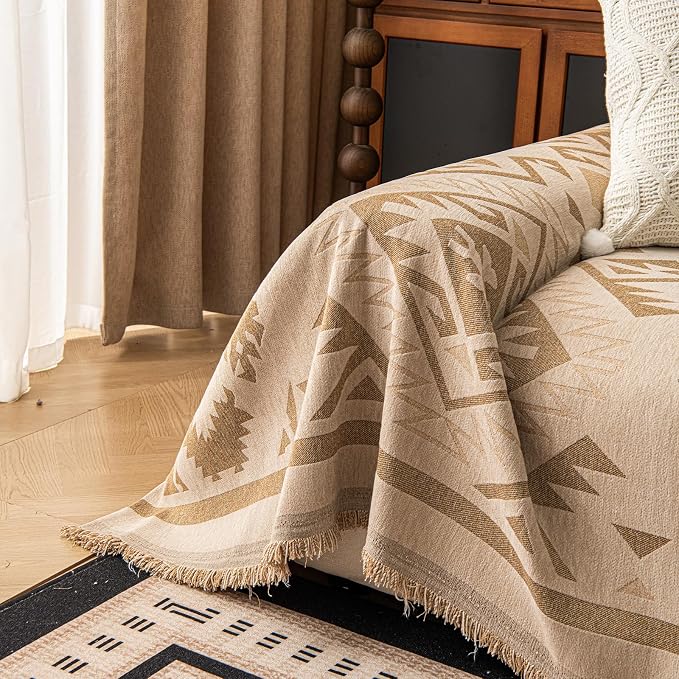 ROOMLIFE Couch Cover 3 Cushion Sofa, Washable Non Slip Furniture Sofa Protector Cover, Soft Chenille Sofa Slipcovers Sectional L Shape Dogs Couch Cover Throw Blanket with Tassels 71''X150'' - Image 4