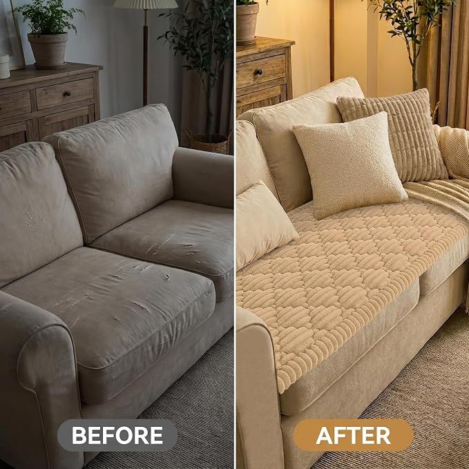 Smiry Couch Cover for Dogs Washable, Non Slip Fuzzy Pet Sofa Protector | Soft Thick Furniture Cover for Sofa, Loveseat and Sectional, Scratch & Pet Hair Resistant (Camel, 27.6" x 27.6") - Image 7