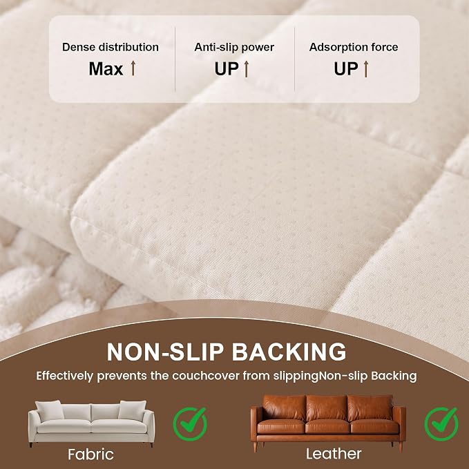 OTOB Couch Covers for Dogs Washable Non Slip Pet Couch Cover Protector | Cream, 23.6" x 47.2", Fuzzy Soft Plush, Pet Friendly, All Seasons, Breathable, Modern, Thick Wear-Resistant, Sofa Cover - Image 7