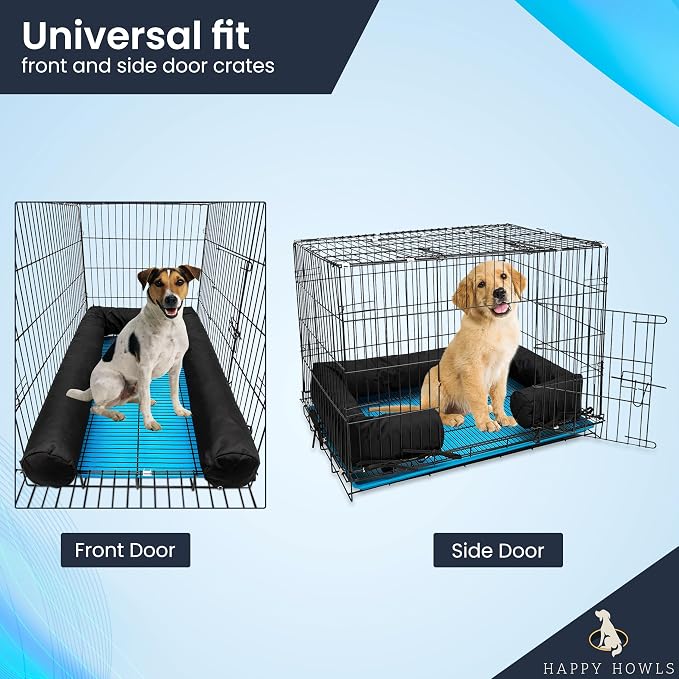 Happy Howls Dog Crate Bumper - Dog Cage- Waterproof 1100D Fabric - with Reinforced Ties & Durable Zippers - Fits Front or Side Door Puppy Kennels - Removable Cover (Beige, 30.0" L x 19.0" W) - Image 6
