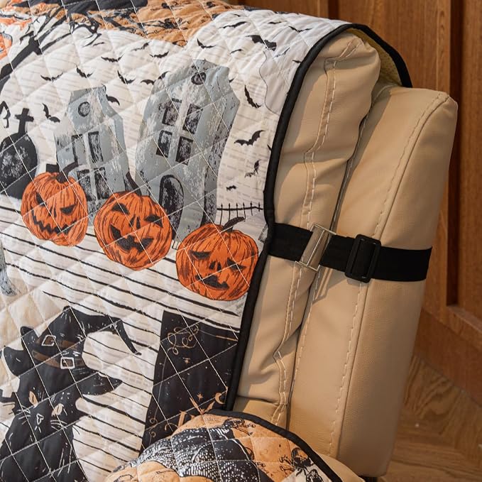 EVENHUG Halloween Sofa Cover for Festival Home Decorations Slipcover Furniture Protector Washable Couch Cover with Non Slip and Elastic Straps for Kids Pets Dogs (Recliner) - Image 7