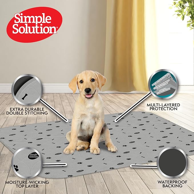 Simple Solution Large Washable Puppy Pad | Reusable Dog Pee Pad, Absorbent and Odor Controlling ,34x36 Inches, 2 Count,White (Pack of 6) - Image 3