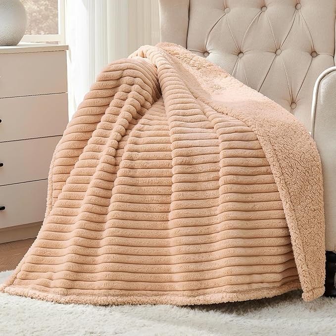 Qeils Waterproof Calming Dog Blanket for Medium Dogs, Noiseless Soft Plush Pet Blanket for Cats, 500GSM Thick Faux Fur Pet Throw, Couch Furniture Protector for Puppy, Sand Beige, 30x40IN by Qeils