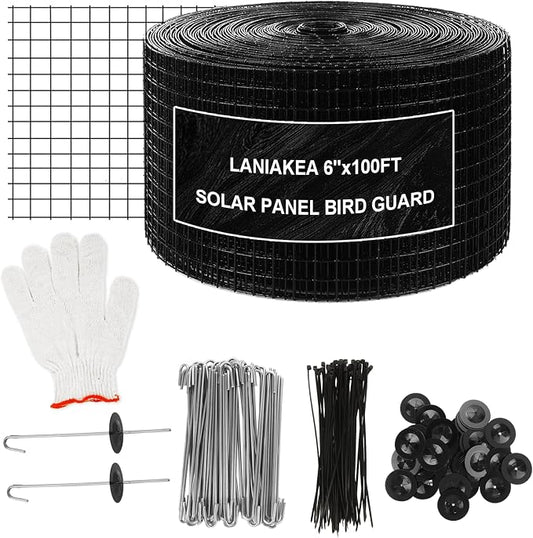 LANIAKEA Critter Guard 6in x 100ft Solar Panel Bird Guard 1/2" Fine Mesh Solar Panel Wire Critter for Squirrel, Bird, Critters Proofing with 60 PCS Stainless Steel Fasteners by Unknown