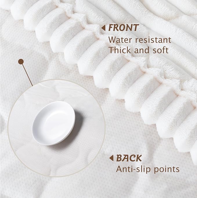 PuTian 100% Waterproof Fuzzy Couch Cover for Dogs White 27.6"x82.7" | Pet Friendly Dog Mat for Couch, Waterproof Sofa Protector, Scratch Resistant Furniture Cover for Dogs, Machine Washable - Image 8