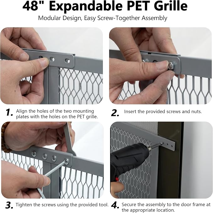 Guardian Steel Pet Grille Rv Screen Door Protector for Dogs Pets Cats Scratch Protector Replacement (Grey, 48 Inch) Screen Door Guard Pet Proof Screen Door - Image 6
