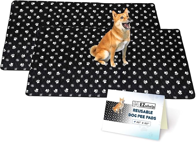 EZwhelp Reusable Dog Pee Pads, Washable Waterproof Mats for Dog Potty Training or Whelping Pads, 48x60 Inch, 2 Pack by EZwhelp